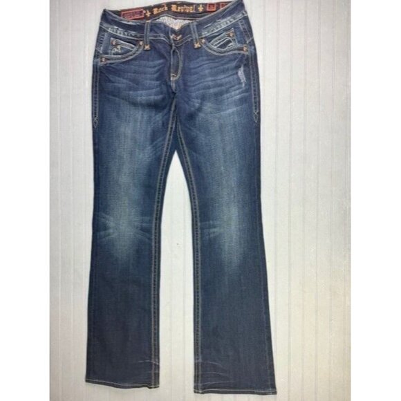 Rock Revival Size 31 Womens Jeans Chrissie Boot Low Rise Stretch Dark Wa… - Picture 1 of 6